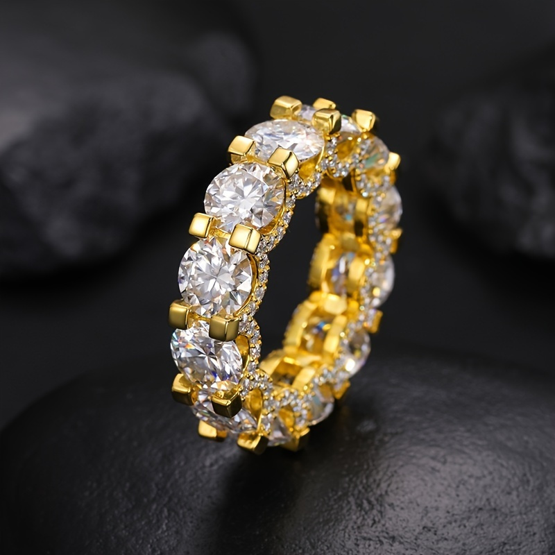 Stylish Inlaid Moissanite 925 Sterling Silver Ring